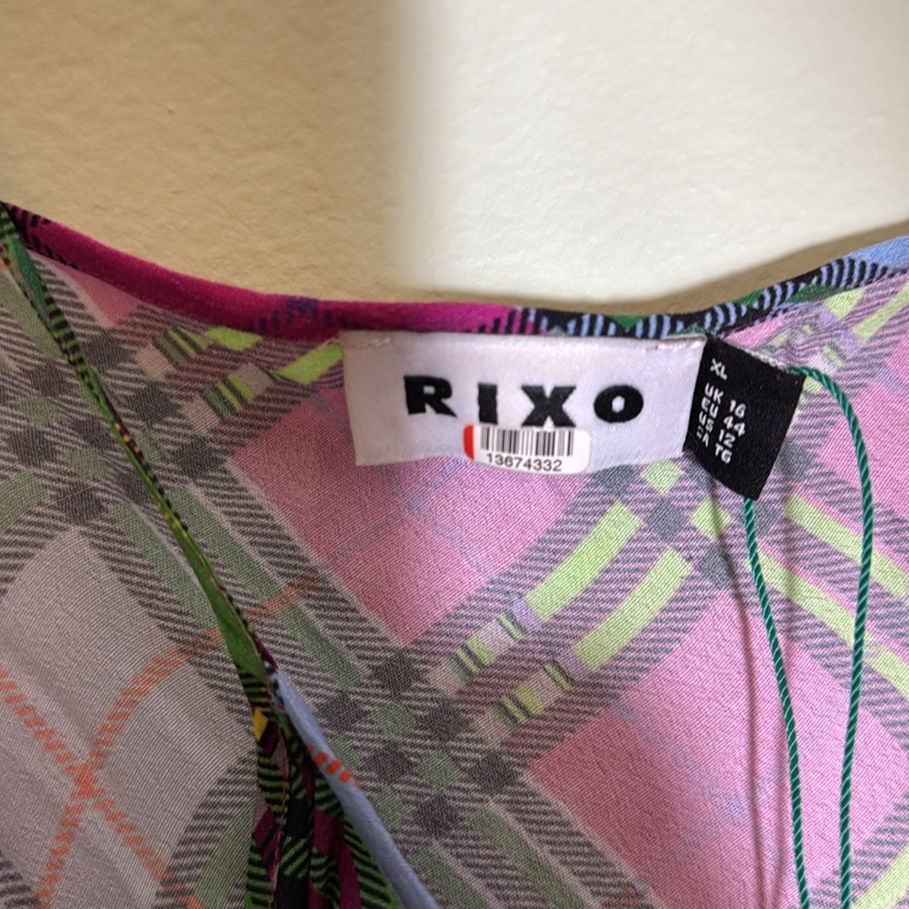 RIXO XL US12 Holly rainbow multicolor check print dress - Picture 14 of 16